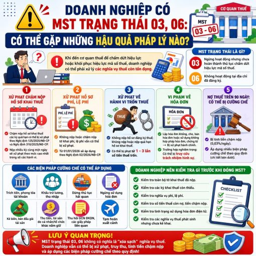 DOANH NGHIỆP CÓ MST TRẠNG THÁI 03, 06: CÓ THỂ GẶP NHỮNG HẬU QUẢ PHÁP LÝ NÀO?