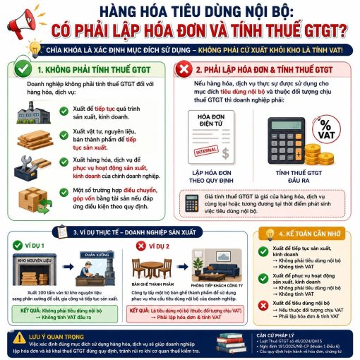 CÓ PHẢI LẬP HÓA ĐƠN VÀ TÍNH THUẾ GTGT ĐỐI VỚI HÀNG HÓA TIÊU DÙNG NỘI BỘ?