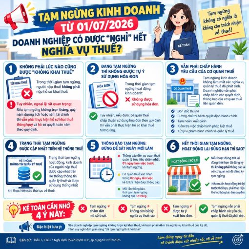 TẠM NGỪNG KINH DOANH TỪ 01/07/2026: DOANH NGHIỆP CÓ ĐƯỢC “NGHỈ” HẾT NGHĨA VỤ THUẾ?